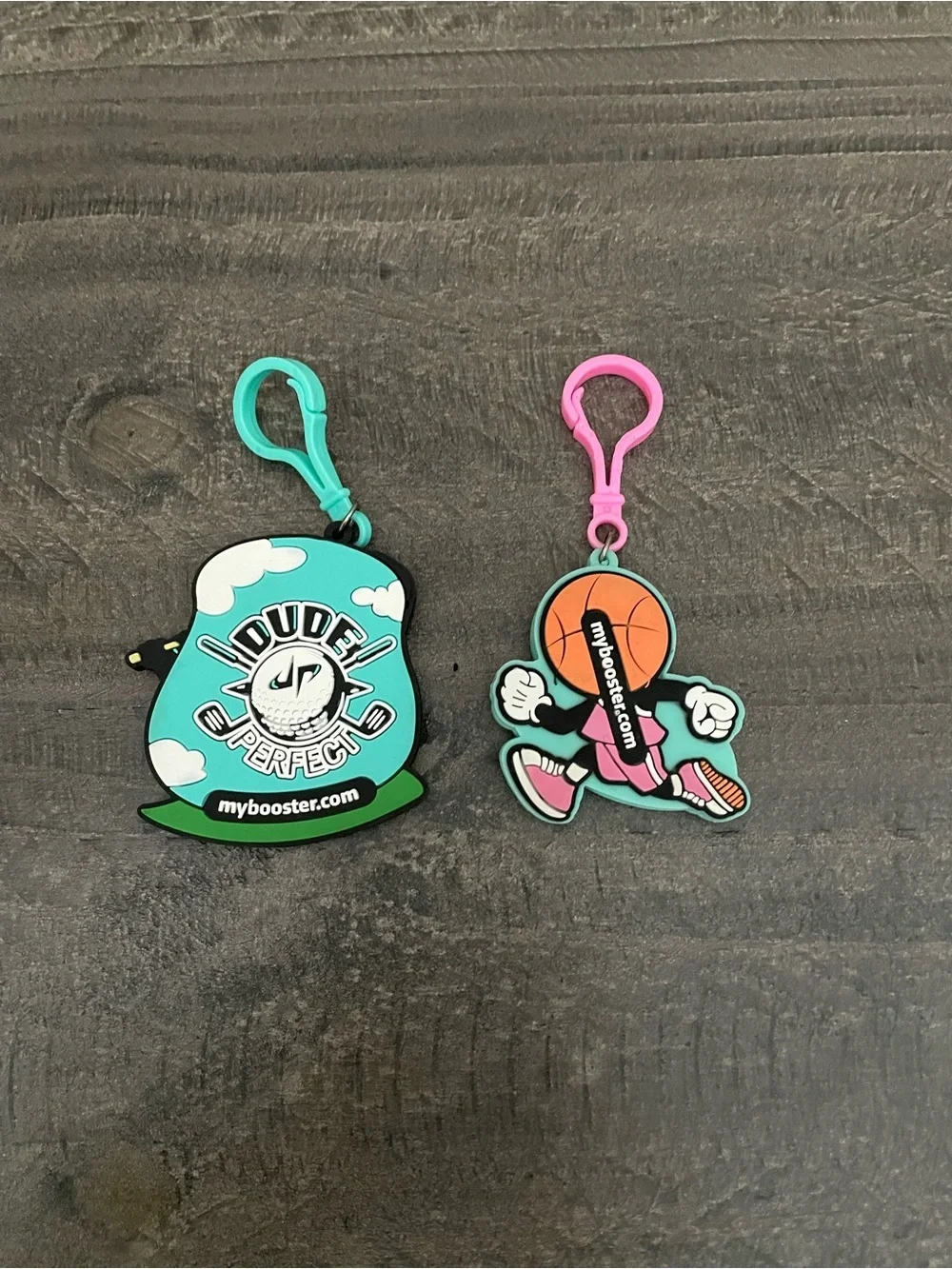 Dude Perfect Kids Cartoon Panda and Basketball Keychain Set - Pink & Teal